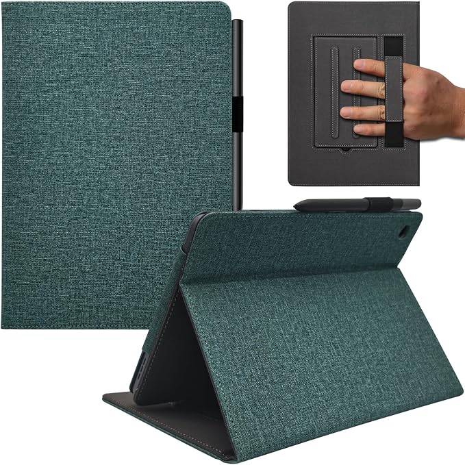 Hand Strap Case for 10.1 TCL TAB 10 Gen 4 (Model: 8483A) Tablet PU Leather Bidirectional Multi-Angle Stand Cover with Auto Sleep &amp Wake/Elastic Pen Holder (Black)