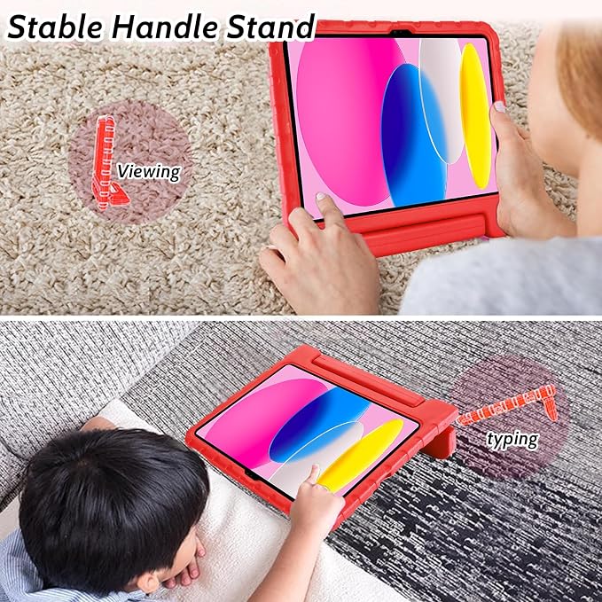Dteck Kids Case for iPad 10.2 - Shockproof Rugged EVA Handle Stand Child Proof Case for iPad 9/8/7 Generation Black