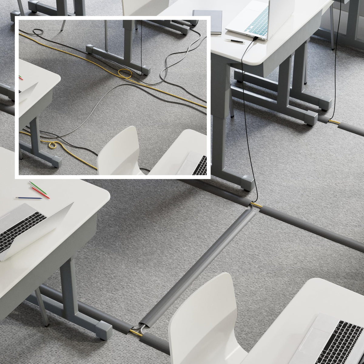 D-Line Cable Protector, 1/2 in H, 6 ft L, 2-3/8 in W, 1 Channel, PVC, Gray CC-4-1 Each