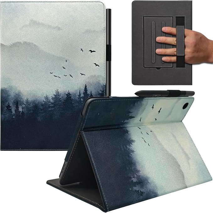 Hand Strap Case for 10.1 TCL TAB 10 Gen 4 (Model: 8483A) Tablet PU Leather Bidirectional Multi-Angle Stand Cover with Auto Sleep &amp Wake/Elastic Pen Holder (Black)