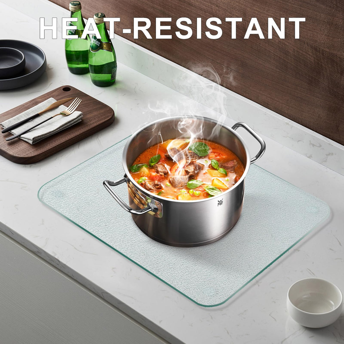 KimiDitt Tempered Glass Cutting Board, 8x12" Glass Cutting Board for Kitchen Counter,Small Size Frosted,with Non-Slip Feet, Scratch Resistant,Heat Resistant