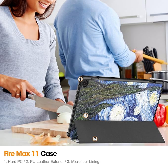 Gylint Case for Fire Max 11 Tablet Folding Folio Ultra-Thin PU Leather Stand Case Cover for Fire Max 11 2023 Release Draw