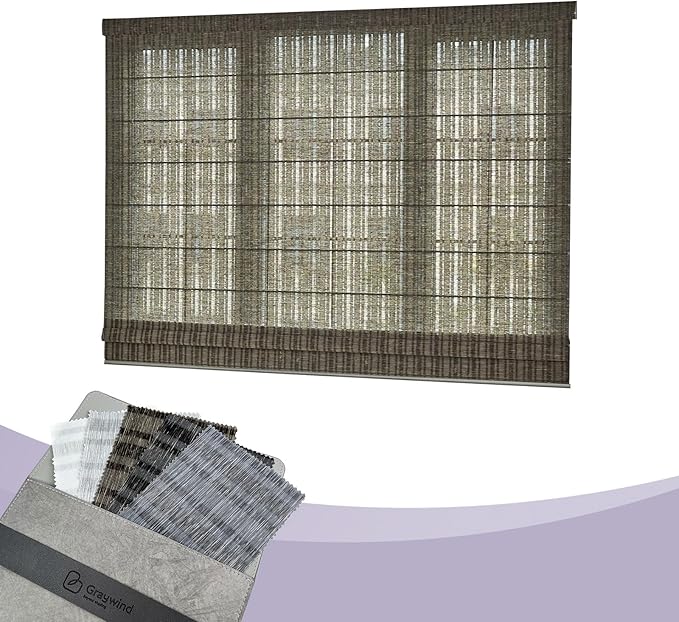 Graywind Custom Natural Roman Shades Blinds Plain Fold for Doors Bedroom (Fabric Samples)