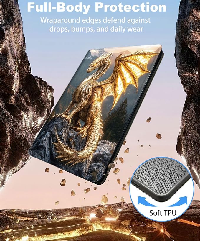 for iPad 11th Generation (A16 2025) 11 / iPad 10th Gen 10.9 2022 Case 360° Rotating PU Leather Stand Cover with Auto Sleep/Wake Shockproof TPU Backl Two Dragons Fighting