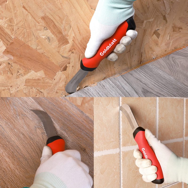 Goldblatt Stainless Steel Roofing & Flooring Knife - Linoleum Cutter with Soft-Grip Handle, Hook Knife for Cutting Carpet, Cable Skinning, Wallpaper, Turf
