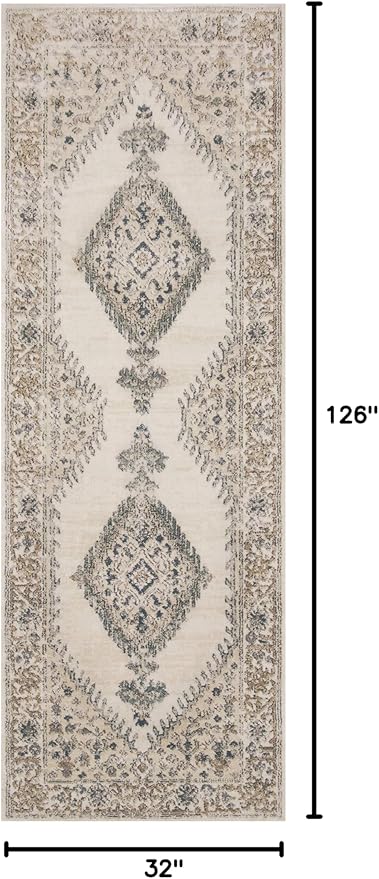 Loloi Teagan Collection TEA-02 Oatmeal/Ivory 2'-8" x 10'-6" Runner Rug, Large, Soft Neutral Rug, High-Traffic for Living Room, Bedroom, Home Office, Dining Area