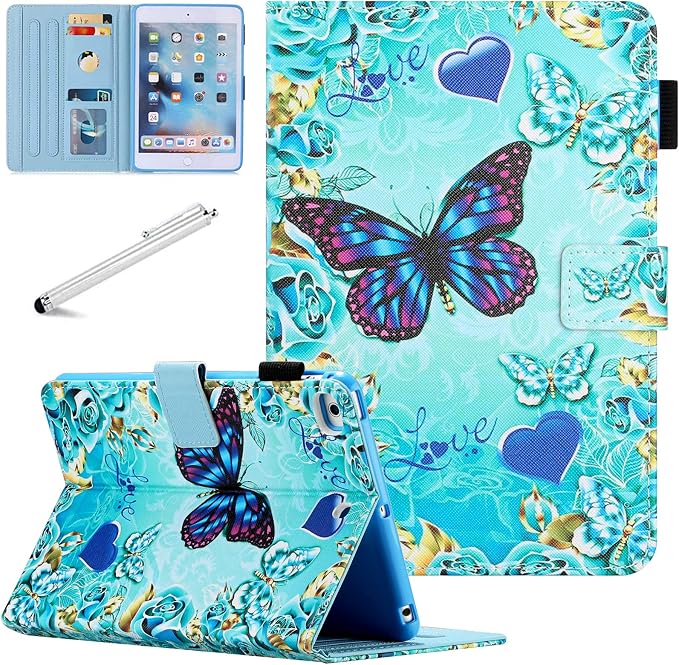 iPad mini Case FANCITY Mini 4 Mini 5 Mini 3/2/1 Smart Wake Sleep Case with Kickstand [Card Slot &amp Pen Holder] PU Leather Protective Cover for Apple iPad mini 4 Mini 5 2019 Mini 2/3 - Beach