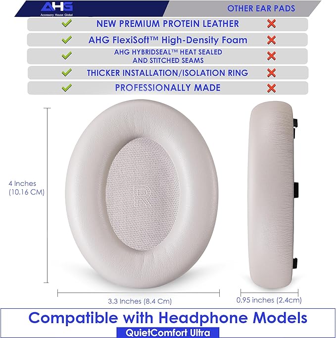 QC Ultra Replacement Ear pad and Headband Pad Kit Cushion Compatible with Bose QuietComfort Ultra Wireless Headphones (Sandstone). Easy DIY Installation + Great Comfort