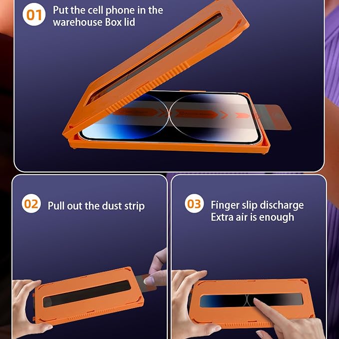 16 Pro Screen ProtectorAuto-Dust Removal Compartment With IPhone 16 Pro Screen Protector with Dust Free Chamber [Zero Bubble] 9H+Tempered Glass Films Shockproof (16 Pro)