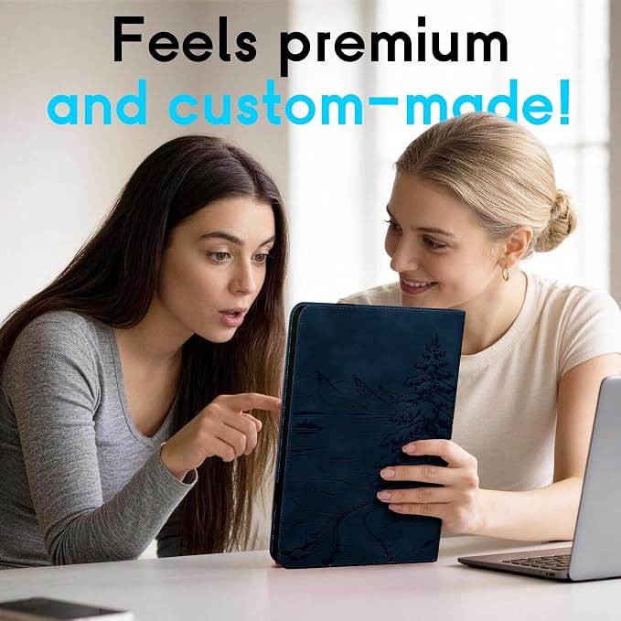 Galaxy Tab S10 Lite / S10 FE / S9 FE Case(10.9 Inch) Frozen Lake Premium Leather with Soft-Touch Feel Built-in Card Slots Adjustable Kickstand Slim and Lightweight ICY Blue