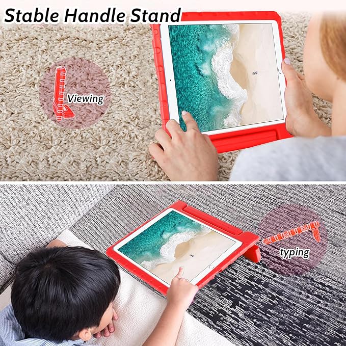 Dteck Kids Case for iPad 10.2 - Shockproof Rugged EVA Handle Stand Child Proof Case for iPad 9/8/7 Generation Black