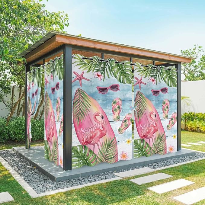 Summer Flamingbirds Outdoor Curtains