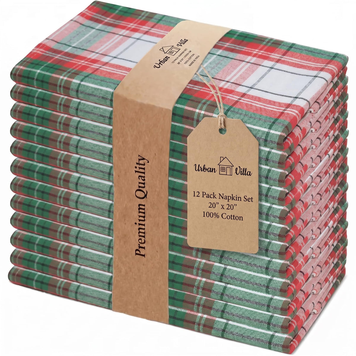 Urban Villa Cloth Napkins Cotton 20x20 (Set of 12) Rust