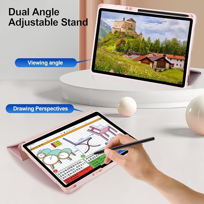 Case for Samsung Galaxy Tab S8 Plus 2022 / S7 FE 2021 / S7 Plus 2020 12.4 Case with S Pen Holder Dual Slim Folio Stand Protective Tablet Cover Multi-Angle Viewing Auto Wake/Sleep(Black)