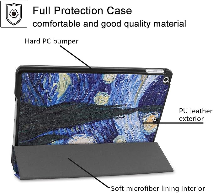 for Apple iPad 10.2 Case 9th/8th/7th Generation Cover (2021/2020/2019) with Auto Wake/Sleep Ultra Thin Lightweight Trifold Stand Folio PU Leather &amp Hard Back Hybrid Cover Almond Blossom