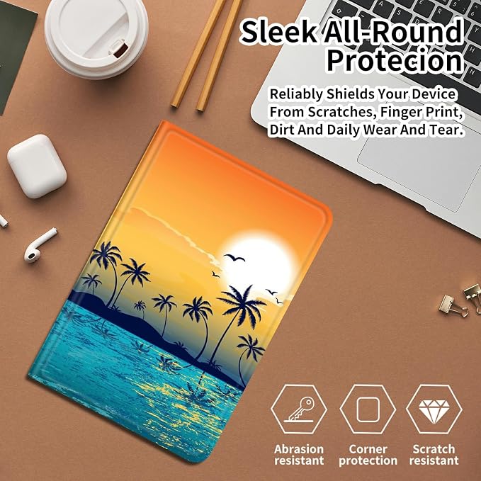 Case for Amazon Fire 7 Tablet 2019/2017 Release 9th/7th Generation PU Leather Smart Protective Cover with Auto Sleep/Wake for Fire 7 2019Beautiful Sunset