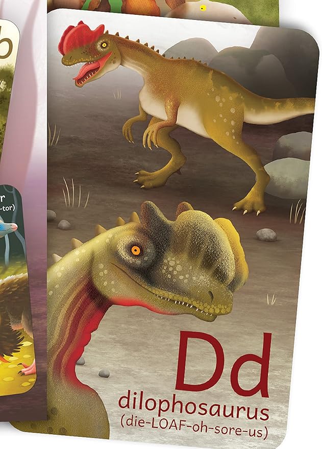 Dinosaur ABC Flash Cards, Alphabet A to Z Dinosaurs flashcards for Kids 4-8 Years, Dinos Picture Learning Cards, Dino Flash Card for Pre-K, Children: Set of 26 FlashCards