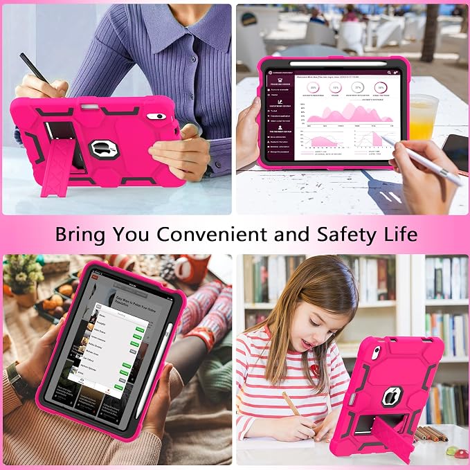 Case for iPad 11 11th Gen (A16) 2025 &amp 10th Gen 2022 10.9 Purple+Green | Kickstand | With Pencil Holder | Drop-Proof Silicone+Hard Shell | Raised Edge Protects Screen&ampCamera | Heavy Duty Pr