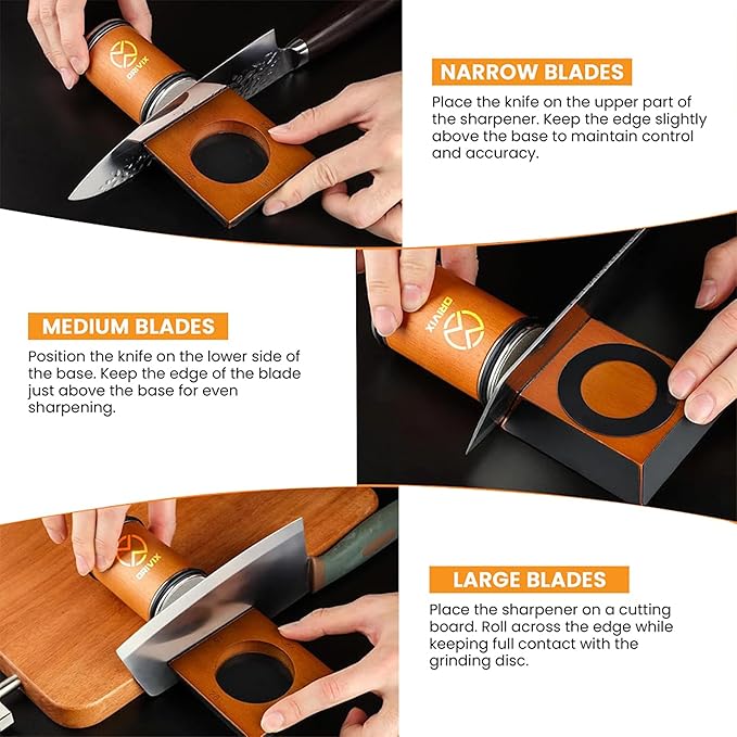 ORIVIX Rolling Knife Sharpener Kit, Magnetic 4-Angle Base