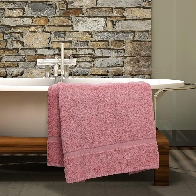 Luxury Hotel & Spa Collection Highly Absorbent, Quick Dry 100% Turkish Cotton 700 GSM, Eco Friendly Towel, for Bathroom Dobby Border Soft Bath Towel Set 27 X 54 -Pink, Bath Towels - Set of 4