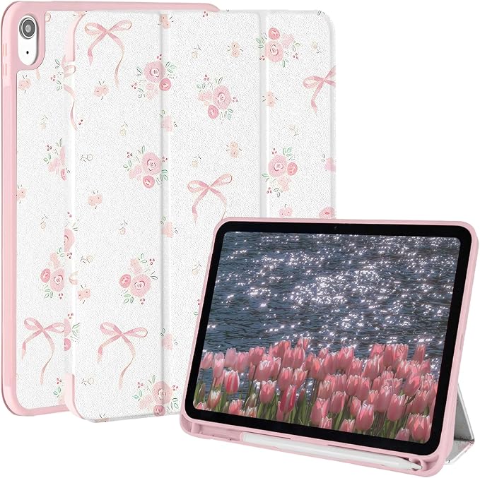 Case for iPad 9th/ 8th/ 7th Generation Case 10.2&amp10.5 Inch (2021/2020/2019 Release) Slim Lightweight Soft Trifold Back Cover with Pencil Holder &amp Auto Sleep/Wake CoverBeige Checkered