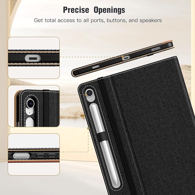 MoKo Case for Samsug Galaxy Tab S10 Lite/ S10 FE/ S9 FE/ S9 10.9/11 Inch | Built-in S Pen Holder Case for Samsung Tablet (2025/2023) PU Leather Hand Strap &amp Front Pocket Blue &amp Brown