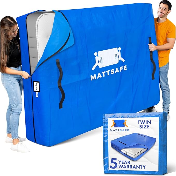 Nordic Elk Mattress Bags for Moving and Storage (Twin) Heavy Duty Moving Supplies, 8 Sturdy Handles, Strong Zipper, Mattress Cover Bed Bags, Storage Cover Essentials Packing Protector