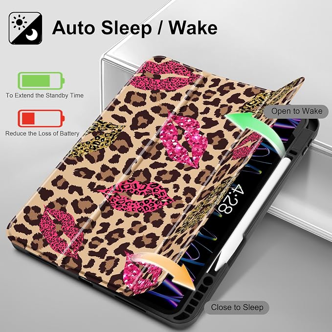Tuiklol for iPad Pro 11 Inch 4th / 3rd / 2nd / 1st Gen Case 2022 2021 2020 | 2018 Build-in Pencil Holder with Stand TPU Back Cover &amp Trifold Stand &amp Auto Wake/Sleep Tablet Case Black Cat