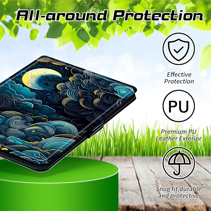 for Walmart Onn 10.1 2024 Onn 10.1 Gen 4 Universal Tablet Case 360 Degree Rotating Kickstand Protective Stand Case with Multiple Viewing PU Leather Shell Case Black Book Cat