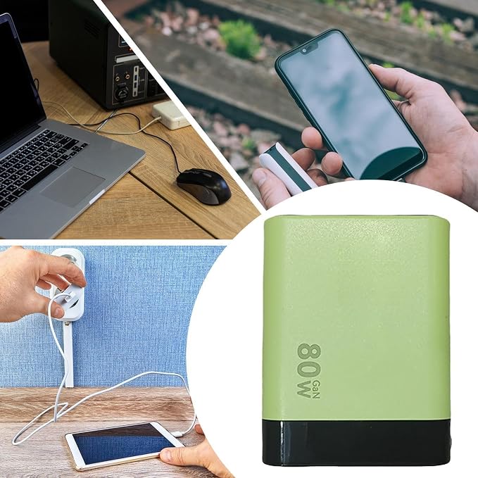 Charger Retractable Mobile Phone Charger Wall Plug with Expandable 80w Max Fast Charging Module Type-C Cable and 2 USB Ports for Mobile Phones Laptops