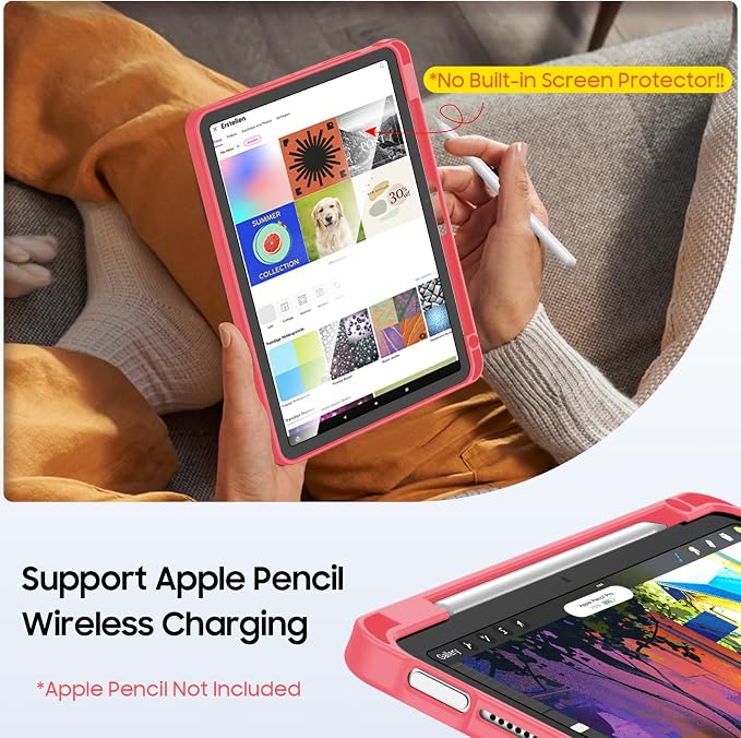 Fintie Shockproof Case for iPad Air 11-inch &amp iPad Air 5th/4th Gen 10.9 in | Slim Frosted Hard Back Cover Multi-Angle Viewing Built-in Kickstand &amp Pencil Holder Anti-Scratch Black