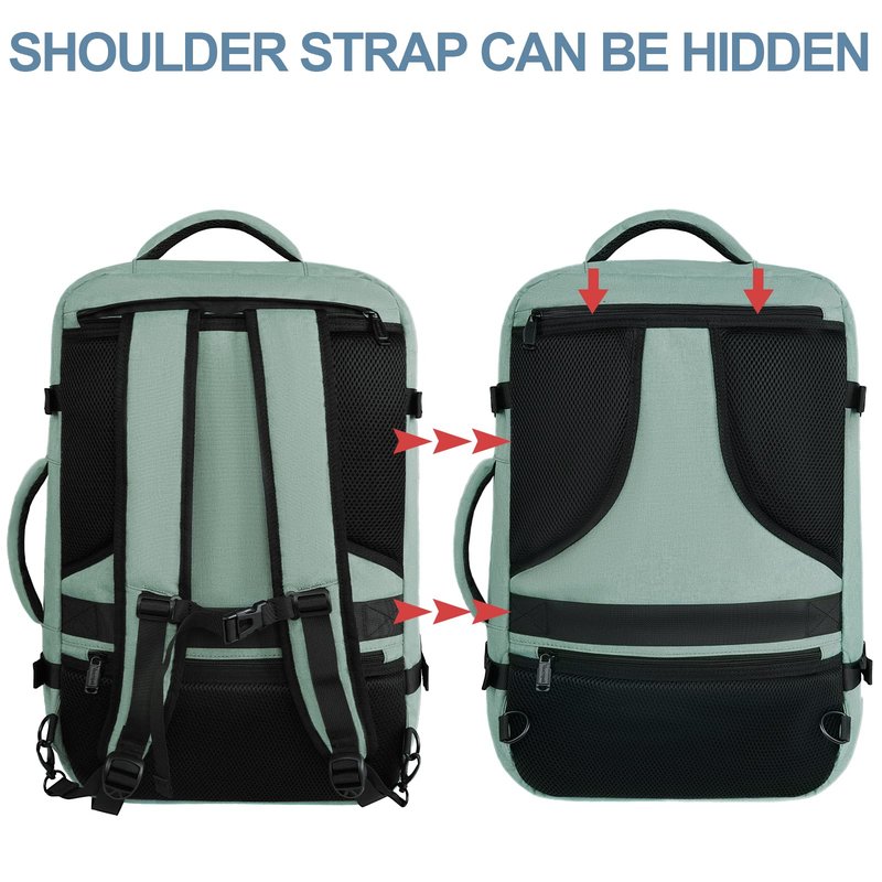Vancropak Travel Bag, Large 40L Carry on Backpack Airline Approved Expandable Suitcase Daypack, Water Resistant Travel Backpack Overnight Lightweight Luggage Weekender Bag for Flight Men Women, Cyan