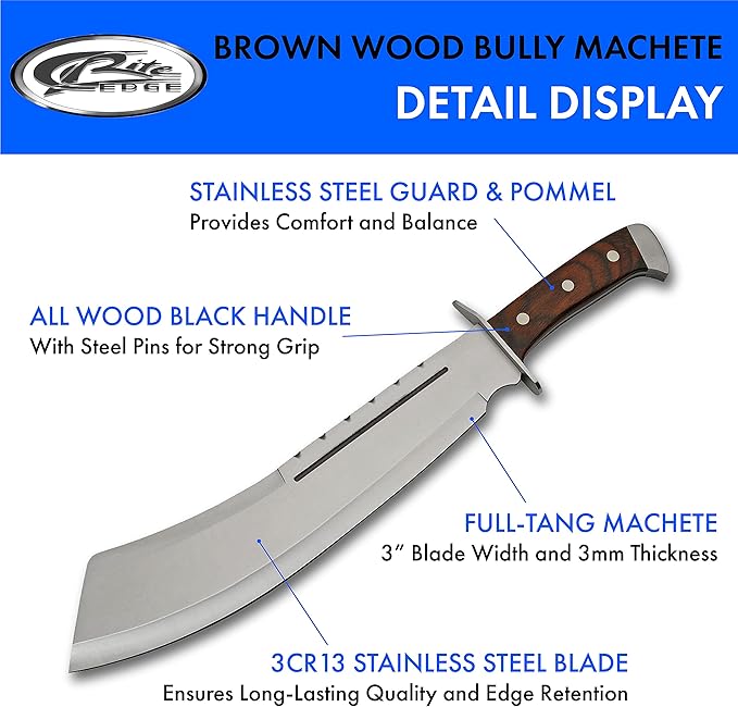 Szco Supplies 18.25" Brown Wood Bully Machete, 926948-BK