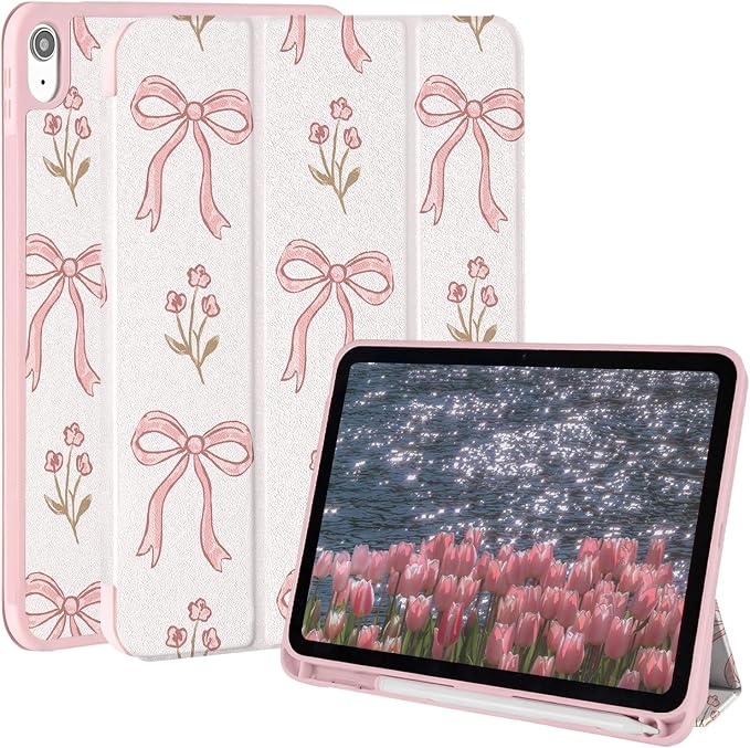 Case for iPad 9th/ 8th/ 7th Generation Case 10.2&amp10.5 Inch (2021/2020/2019 Release) Slim Lightweight Soft Trifold Back Cover with Pencil Holder &amp Auto Sleep/Wake CoverBeige Checkered