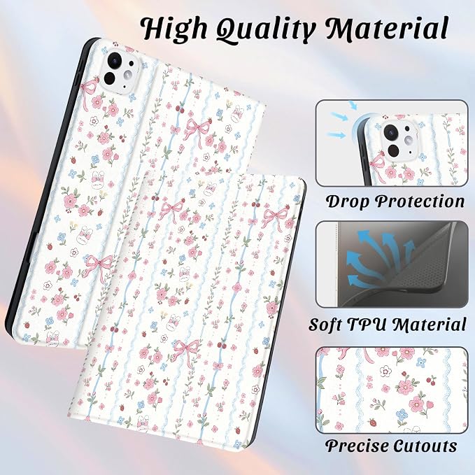 Cute Maple Bear Case for 10.2 iPad 2019/2020/2021(7th/8th/9th Gen) with Pencil Holder Auto Wake/Sleep Leather Soft TPU Back Cover for Women Girls