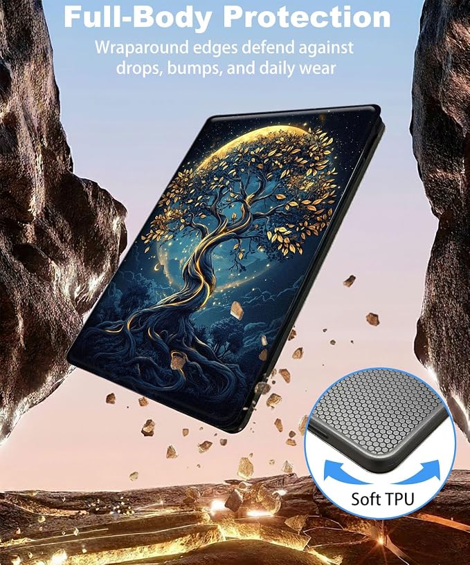 for iPad 11th Generation (A16 2025) 11 / iPad 10th Gen 10.9 2022 Case 360° Rotating PU Leather Stand Cover with Auto Sleep/Wake Shockproof TPU Backl Raccoon Perched