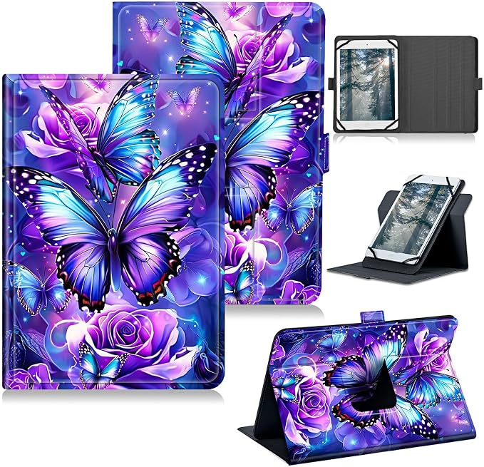 for Walmart Onn 10.1 2024 Onn 10.1 Gen 4 Universal Tablet Case 360 Degree Rotating Kickstand Protective Stand Case with Multiple Viewing PU Leather Shell Case Black Book Cat