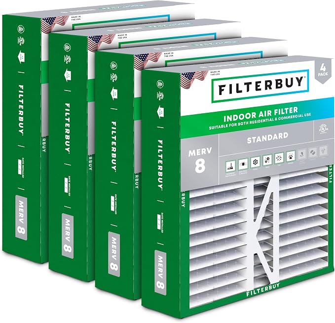 Filterbuy 16x22x5 Air Filter MERV 8 Essential Dust & Allergy Defense, Pleated