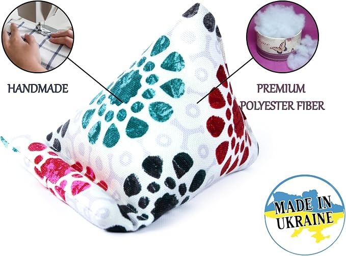 Handmade Phone Pillow Holder - The Wedge Mobile Device Stand - Fabric Phone Stand for All iPhones All Smartphones! 7 x 6.1 x 5.5 Inches (ABC)