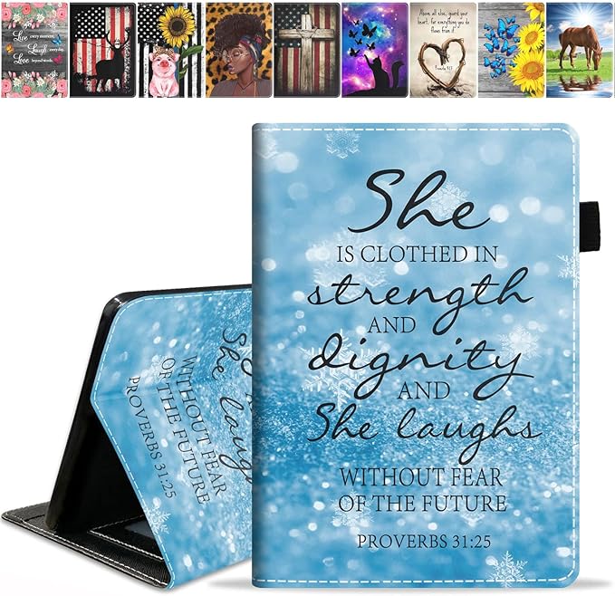 Case for All-New Amazon Kindle Fire 7 Tablet (7 Display 12th Generation 2022 Release) Premium PU Leather Stand Cover with Smart Auto Wake American Flag and Cross