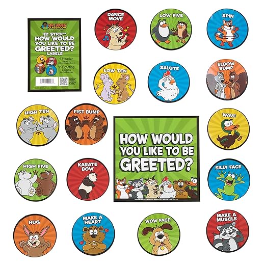 Really Good Stuff EZ Stick How Would You Like to Be Greeted? Labels - Motivational Encouragement Greeting Decals for Classroom - Teacher Supplies
