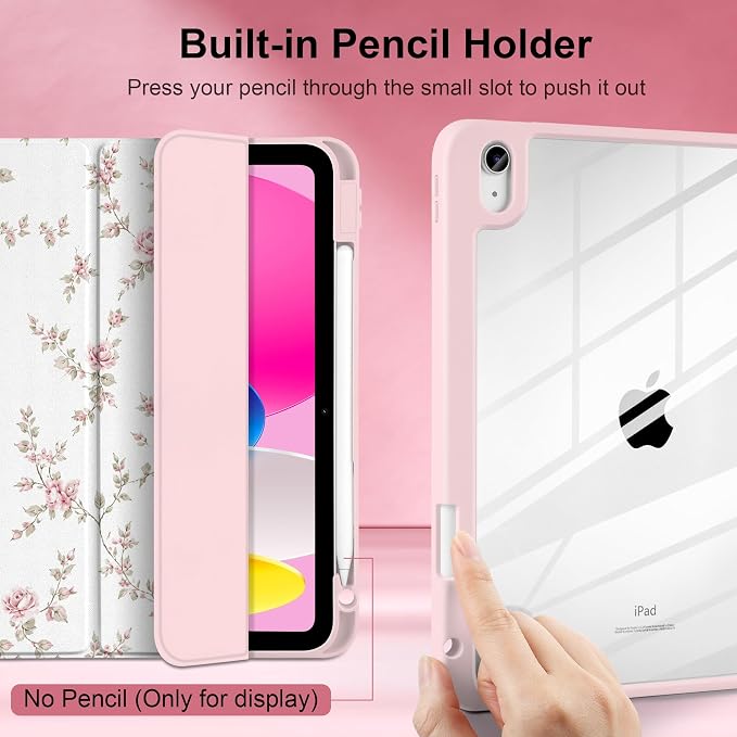 Case for iPad (A16) 11th Generation 11 inch 2025 /iPad 10th Gen 10.9 2022 - Aesthetic Cute Preppy Design Trifold Cover with Soft TPU Bumper Clear Back Auto Sleep/Wake Waves