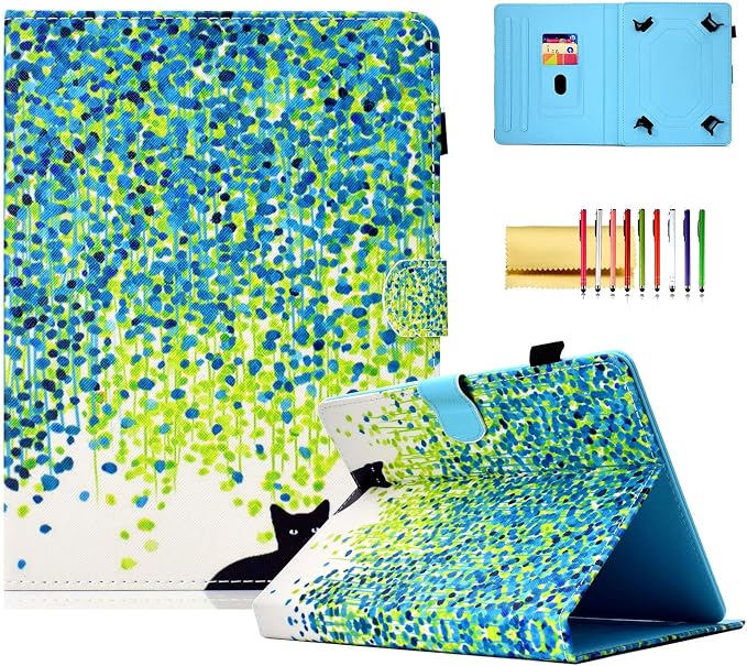 Universal 7 Inch Tablet Case Techcircle Ultra Slim Lightweight PU Leather Stand Folio Flip Wallet Protective Shell Case [Card Slots] [Magnetic Closure] for All 7 Android Tablet PC Cherry Blossom