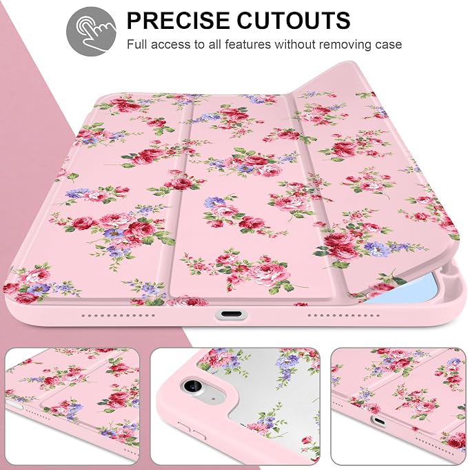 Case for iPad (A16) 11th Generation 11 inch 2025 /iPad 10th Gen 10.9 2022 - Aesthetic Cute Preppy Design Trifold Cover with Soft TPU Bumper Clear Back Auto Sleep/Wake Waves