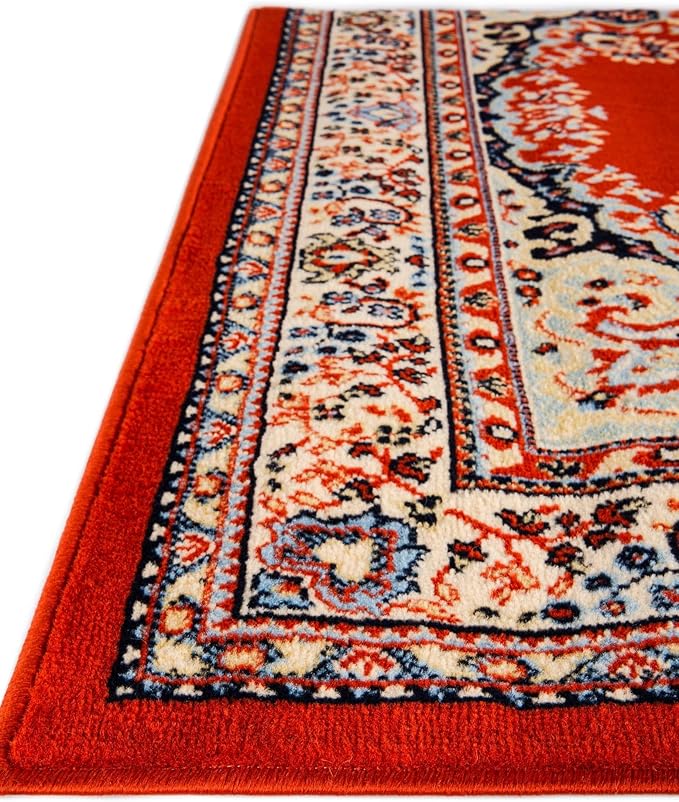 Unique Loom Reza Collection Traditional Persian Style Area Rug, 9 ft 10 in x 13 ft, Terracotta/Ivory