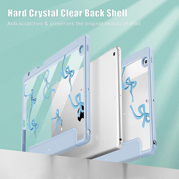 May Chen for iPad 9th Generation with Pencil Holder iPad 8th/7th Gen Case 10.2-inch [Penceil Holder] Trifold Stand Auto Wake/Sleep Clear TPU Protection Back Cover Ballet Shoes