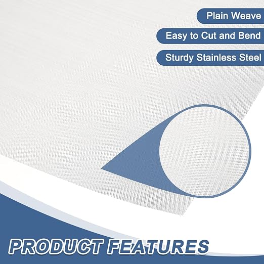 uxcell 60 Mesh 79" x 10" Woven Wire Mesh, 304 Stainless Steel Air Vent Filter