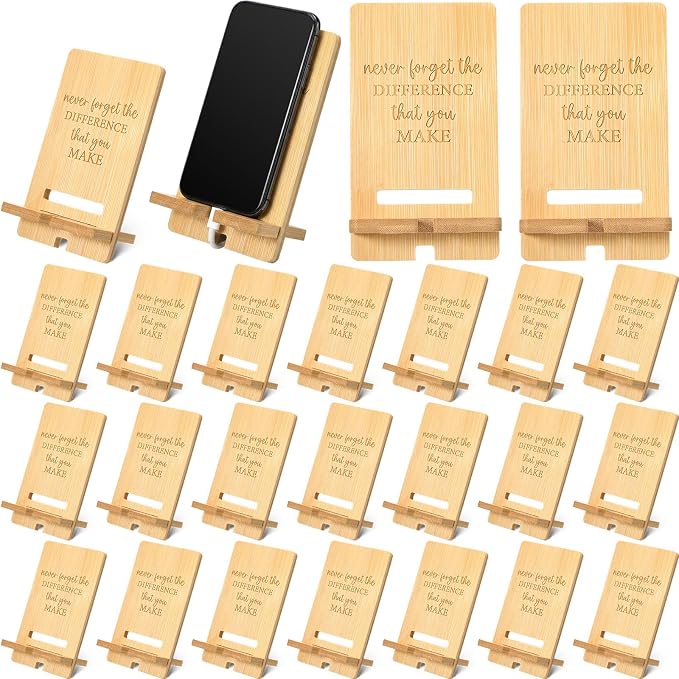 Ripeng 30 Pcs Employee Appreciation Gifts Bulk Bamboo Phone Stand for Desk Office Workers Inspiration Thank You Gift for Team Coworkers Staff Volunteer Nurse Teacher Colleagues Gratitude (Inspiration)