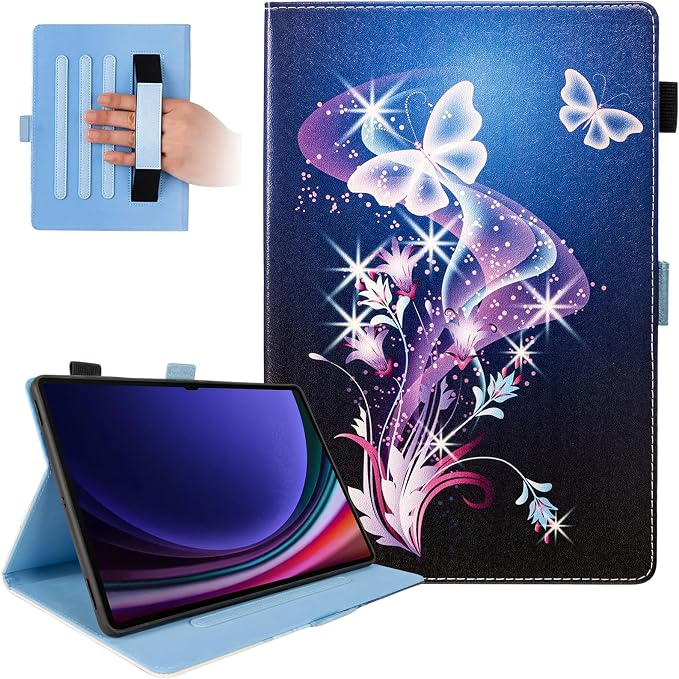Dteck Wallet Case for Galaxy Tab S10+/S9+/S7 FE/S8+/S7 Plus 12.4 Tablet Premium PU Leather Folding Stand Auto Wake/Sleep Pen Holder Case with Hummingbirds