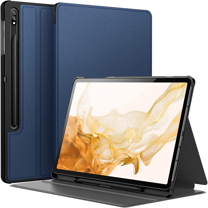 JETech Folio Case for Samsung Galaxy Tab S8 Plus/S7 FE/S7 Plus 12.4 Black | For 2022/2021/2020 Model Multi-Angle Stand Cover S Pen Holder Slim Protective Cover Auto Wake/Sleep